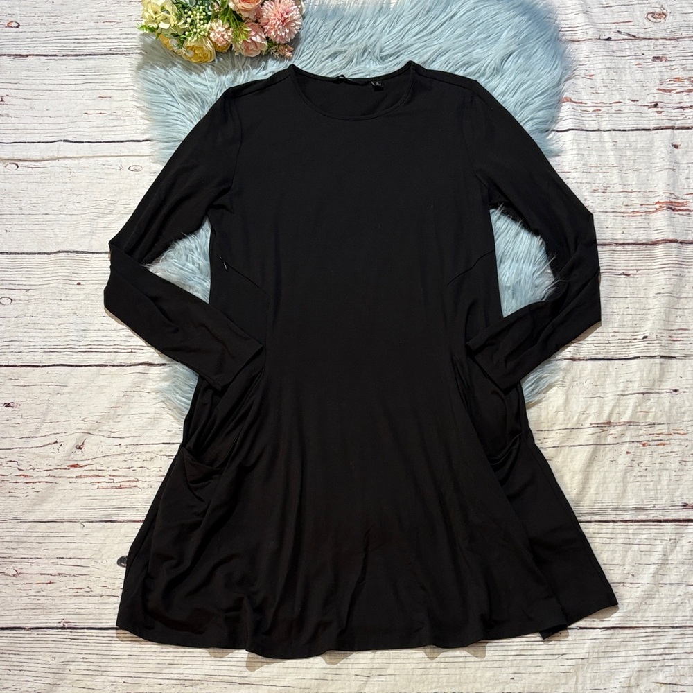 Betabrand Jersey Silk Blend Long Sleeve Pocket Travel Dress Sz S
